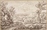 K VI 090
<br/>
Weids landschap met weg tussen heuvels en figuren
<br/>
<em>Onofri, Crescenzio (1634-1714)</em>